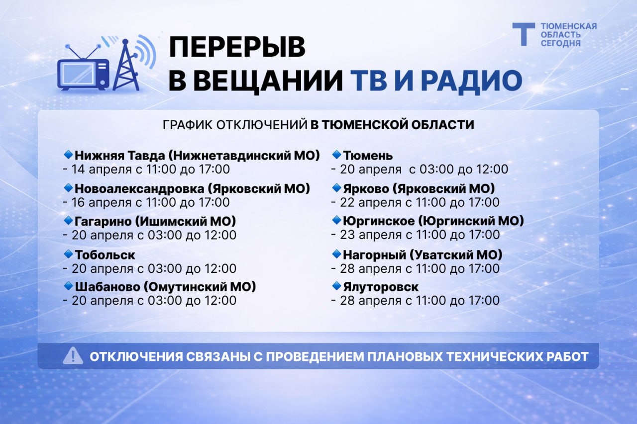 В Тюменской области временно прервут телерадиовещание В Тюменской области временно прервут телерадиовещание