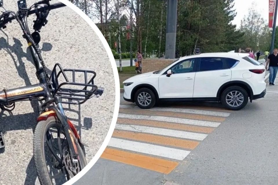 Двое детей в Тобольске мчались по «зебре» на электровелосипеде и… попали в ДТП