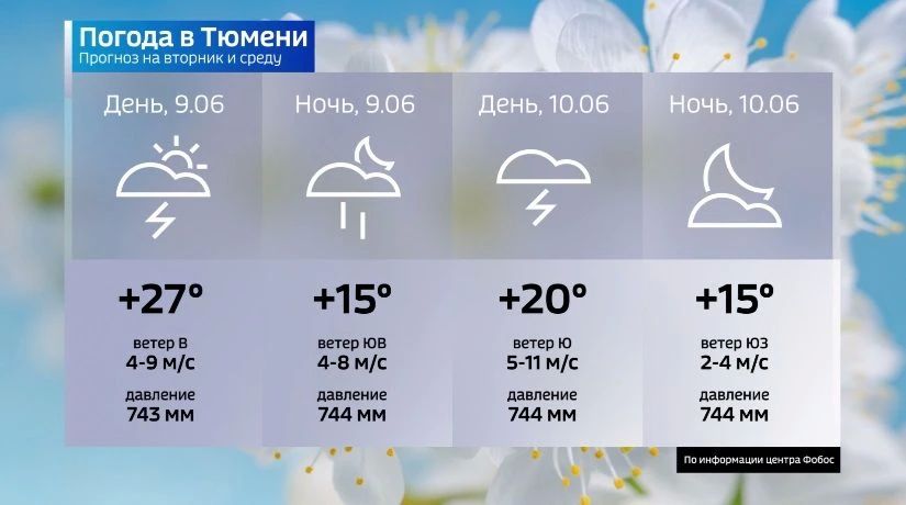 9 июня неустойчивость погоды в Западной Сибири поддержит наличие циклонической циркуляции