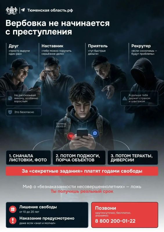 Школа БезОпасности. Урок 2. Как не попасться на уловки вербовщика Злоумышленники предлагают денежное вознаграждение за выполнение задания