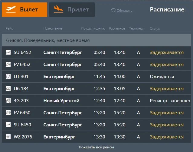 В аэропорту Рощино задерживаются рейсы