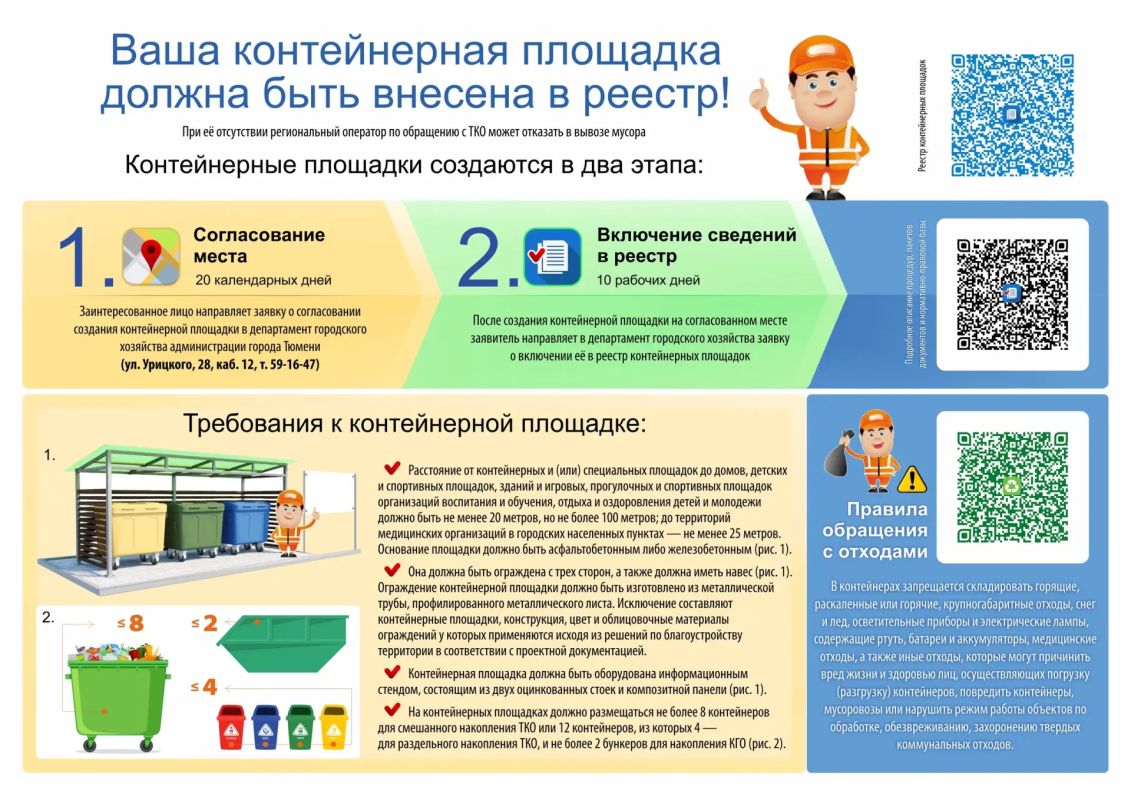 Собственникам контейнерных площадок необходимо своевременно актуализировать сведения в реестре мест накопления ТКО