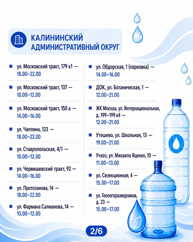 «Чистая вода»: график работы передвижных пунктов набора воды на 5 августа «Чистая вода»: график работы передвижных пунктов набора воды на 5 августа