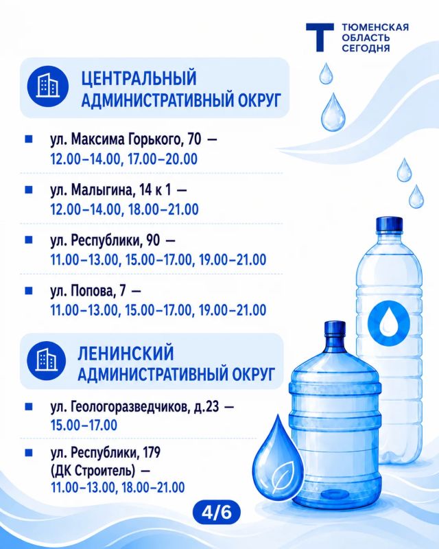 «Чистая вода»: график работы передвижных пунктов набора воды на 7 августа «Чистая вода»: график работы передвижных пунктов набора воды на 7 августа