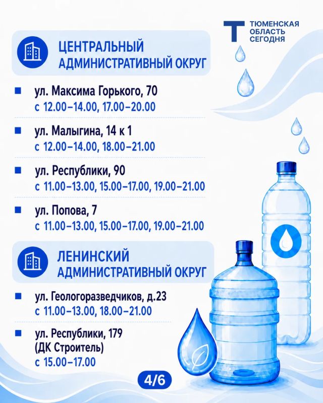 «Чистая вода»: график работы передвижных пунктов набора воды на 8 августа «Чистая вода»: график работы передвижных пунктов набора воды на 8 августа