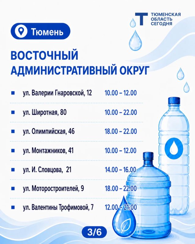 «Чистая вода»: график работы передвижных пунктов набора воды на 9 августа «Чистая вода»: график работы передвижных пунктов набора воды на 9 августа