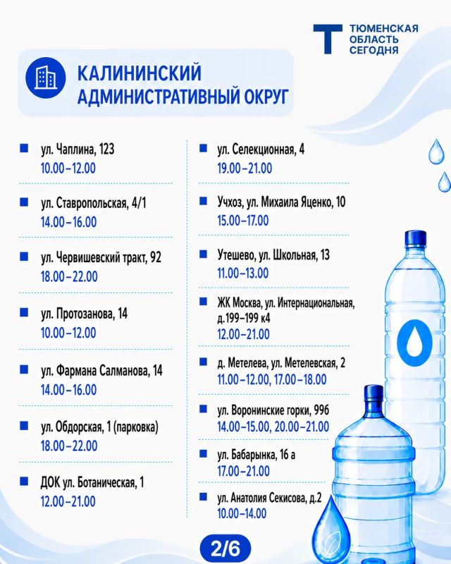 «Чистая вода»: график работы передвижных пунктов набора воды на 9 августа «Чистая вода»: график работы передвижных пунктов набора воды на 9 августа