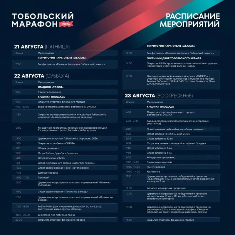 В Тобольском марафоне, который состоится 22 и 23 августа, ожидается участие 3000 бегунов В Тобольском марафоне, который состоится 22 и 23 августа, ожидается участие 3000 бегунов