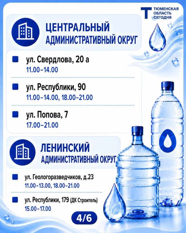 «Чистая вода»: график работы передвижных пунктов набора воды на 23 августа «Чистая вода»: график работы передвижных пунктов набора воды на 23 августа