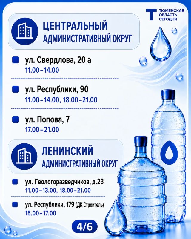 «Чистая вода»: график работы передвижных пунктов набора воды на 24 августа «Чистая вода»: график работы передвижных пунктов набора воды на 24 августа