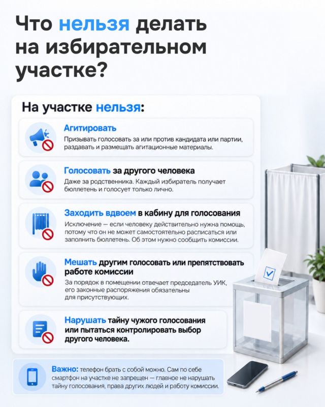 Что нельзя делать на избирательном участке?