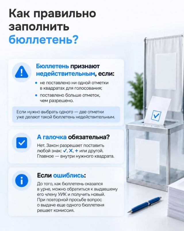 Как правильно заполнить избирательный бюллетень?