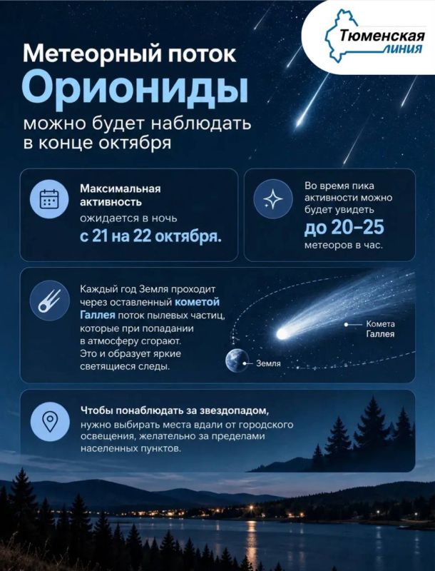 Метеорный поток Ориониды можно будет наблюдать в конце октября