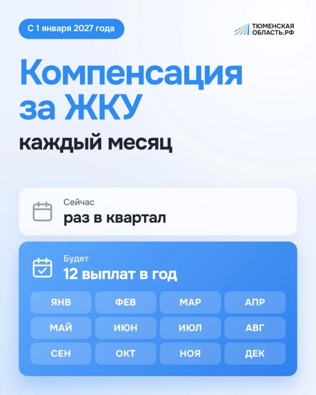 С 1 января 2027 года льготники Тюменской области будут получать компенсацию за ЖКУ ежемесячно